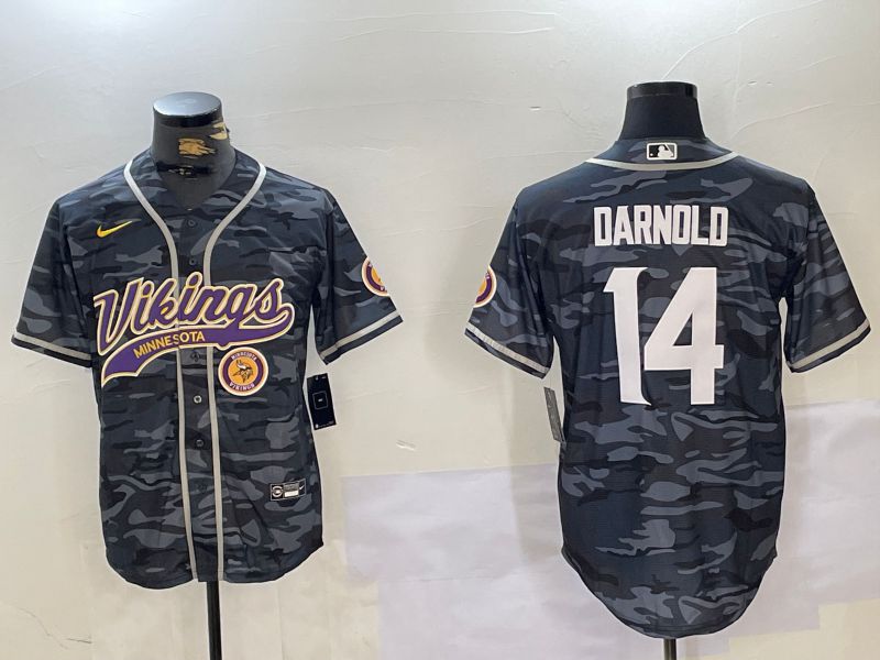 Men Minnesota Vikings #14 Darnold Camo Joint Name 2024 Nike Limited NFL Jersey style 3